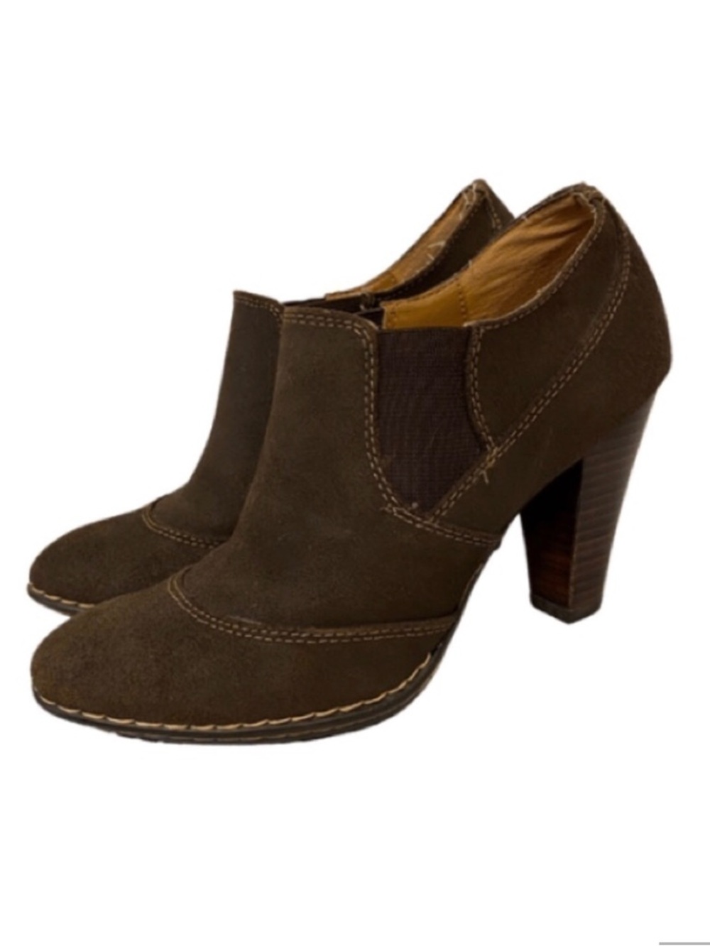 SOFFT Ankle Booties Leather Size 6.5 Brown Heels